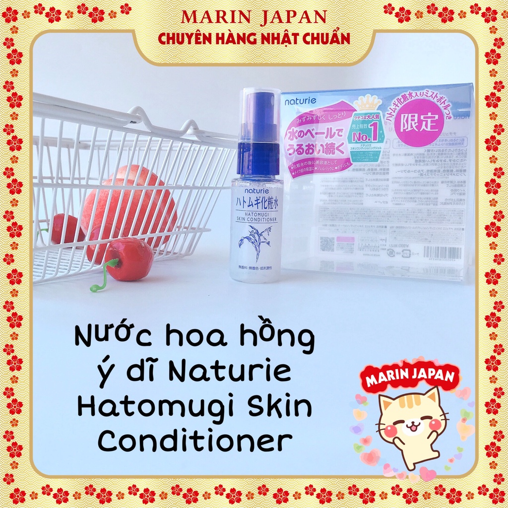 Nước hoa hồng dưỡng da Ý Dĩ Hatomugi Naturie Skin Conditioner Lotion Mini 50ml Nhật Bản