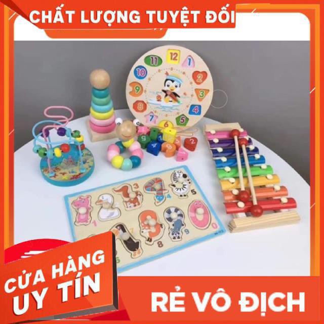 [FLASH SALE] Bộ đồ chơi MONTESSORI 6 Món gỗ -ShopMeSoc