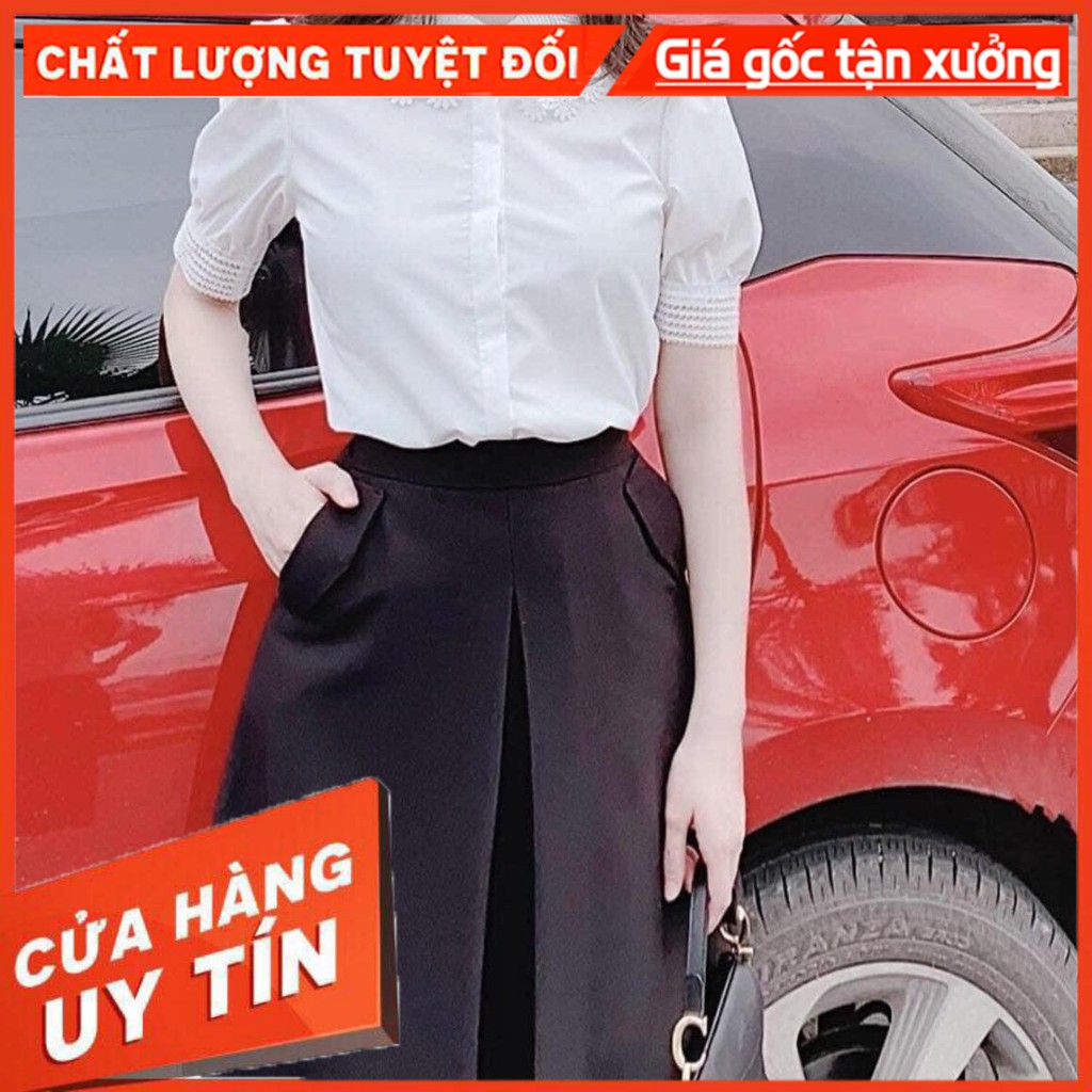 Quần Giả Chân Váy Quần Rộng Ống Sớ Dáng Suông Co Dãn Nhe Không Nhăn Nhàu