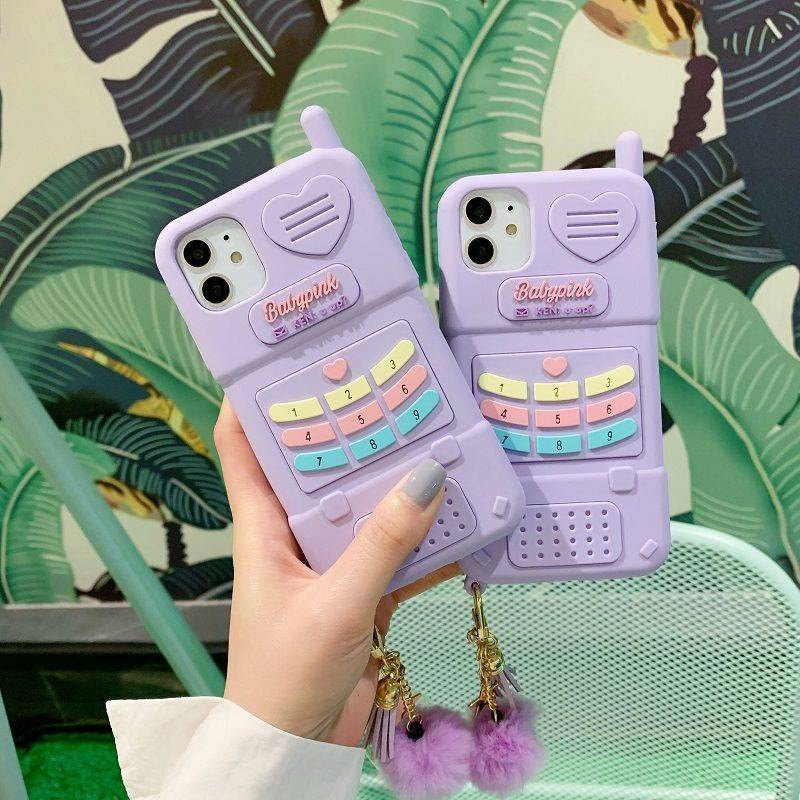 Ốp Điện Thoại Màu Tím Chống Sốc Phong Cách Retro Cho iPhone 13/12/11/XS/X/8/7