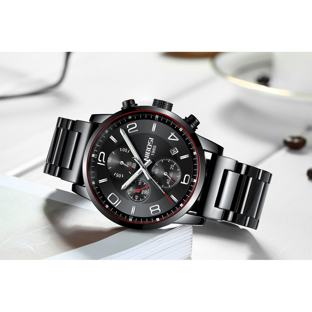 Đồng hồ nam NIBOSI 2328 dây thép đúc chạy 6 kim mặt kính lồi (TẶNG PIN+VÒNG) | BigBuy360 - bigbuy360.vn