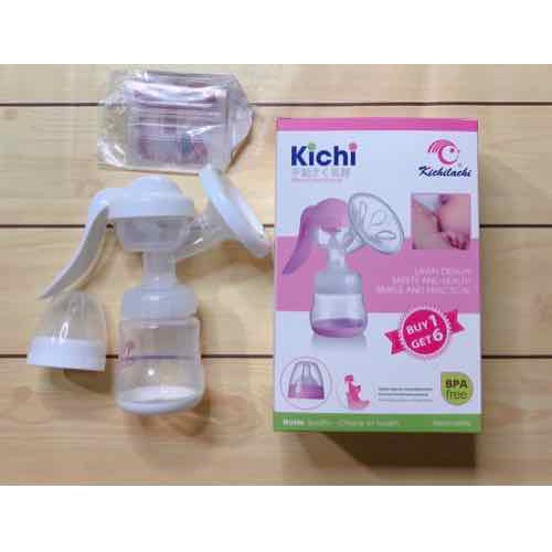 Máy hút sữa bằng tay Kichi - tặng kèm 6 túi trữ sữa 100ml ( chính hãng )