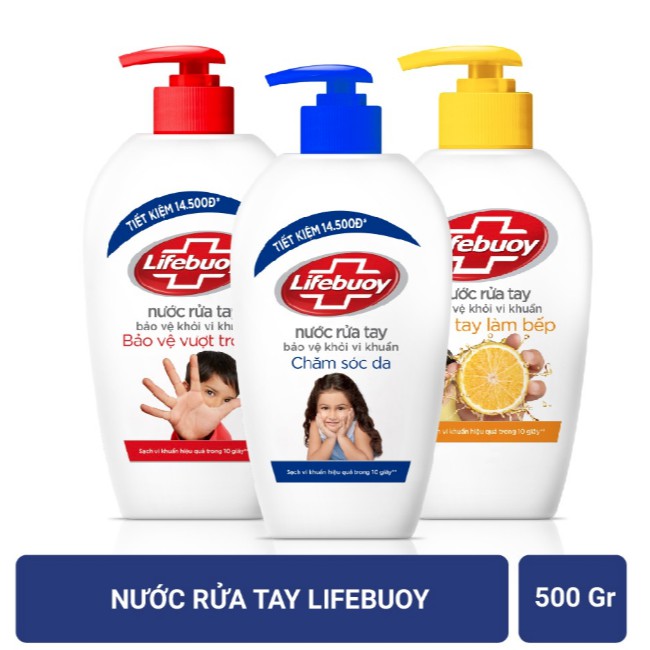 Nước Rửa Tay Lifebuoy Bảo Vệ Khỏi Vi Khuẩn Chai 180g - 500g