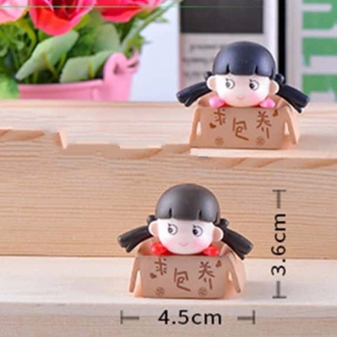 Mô hình bé gái hộp giấy trang trí tiểu cảnh, hồ cá, bàn học, 3d trang trí nhà cửa nhỏ xinh