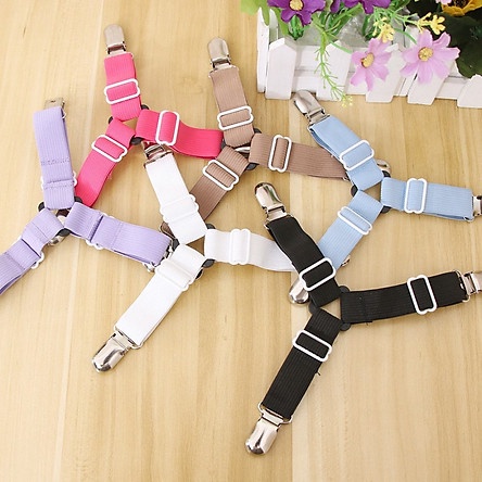 Combo 4 dây kẹp cố định ga trải giường kẹp KIM LOẠI, dây chun cố định góc nệm chống xê dịch ga trải giường