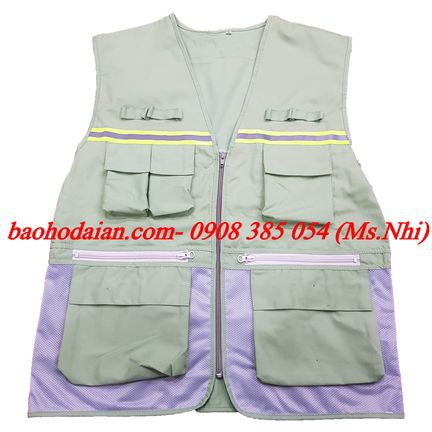 Áo bảo hộ lao động Gile vải kaki 65/35- Hình thật