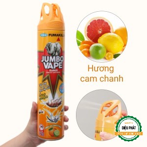 ⚡️ Bình Xịt Côn Trùng, Bình Xịt Muỗi Jumbo Vape SUPER Hương Cam Chanh 600ml