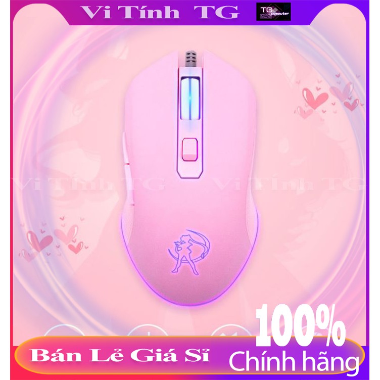 Chuột máy tính màu hồng có dây dùng cho PC – Laptop hình sailor moon (thủy thủ mặt trăng ) Siêu curte đáng yêu