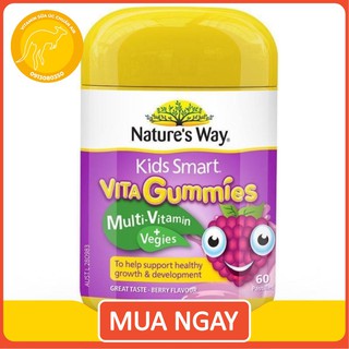 [ CHÍNH HÃNG 100% ] KẸO DẺO BỔ SUNG RAU CỦ VÀ VITAMIN TỔNG HỢP CHO BÉ - NATURE WAY MULTI GUMMIES 60 VIÊN