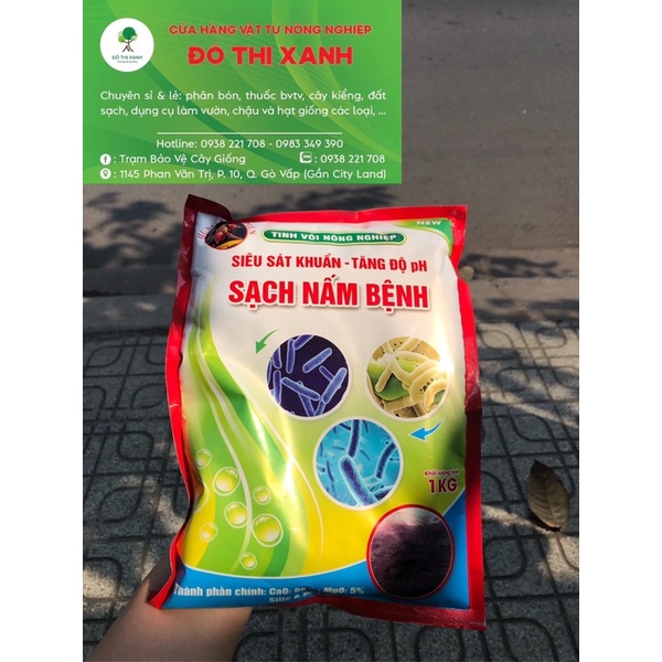 Tinh Vôi bột Nông Nghiệp -siêu sát khuẩn xử lí cải tạo đất, sạch nấm bệnh gói 1kg