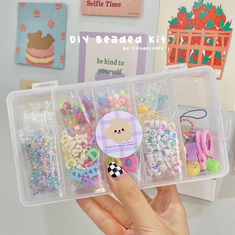 Bộ kit hạt cườm màu sắc tự làm sáng tạo vòng tay vòng cổ dây điện thoại