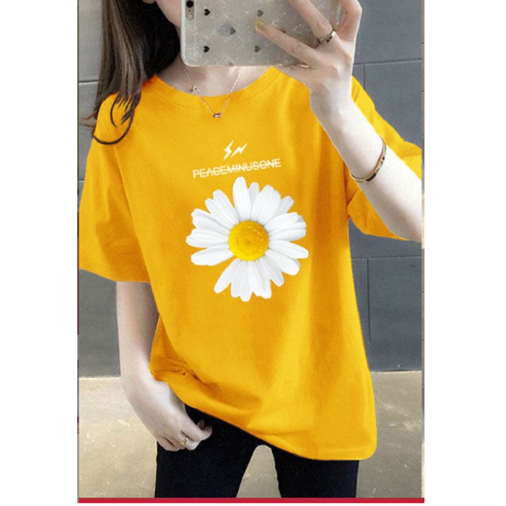 Áo thun form rộng tay lỡ (40-75kg) in hình hoa cúc cực đẹp,áo phông dáng rộng siêu hot