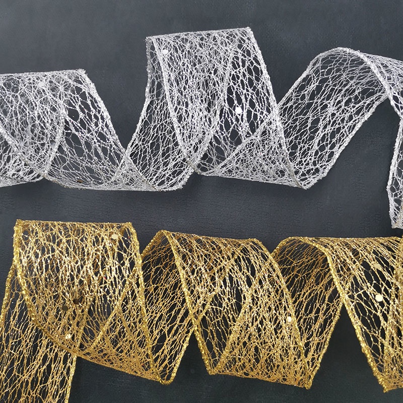 Cuộn dây ruy băng trang trí 50mm dài 2M lấp lánh có thể gấp gọn tiện dụng