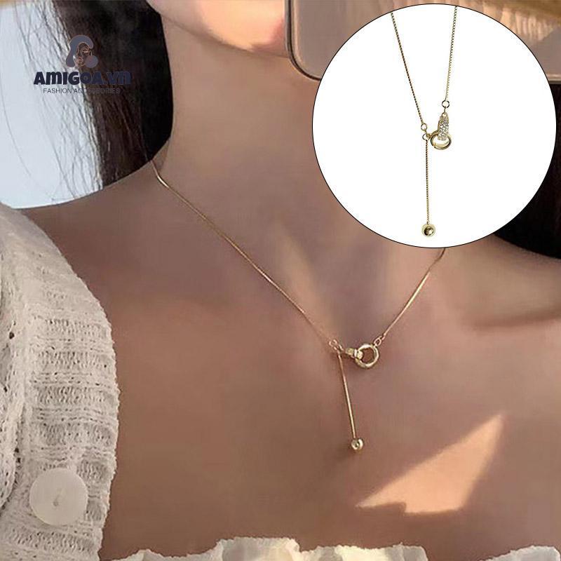 ✨✨Vòng cổ Hạt Tròn Mạ Bạc 925 Đính Đá Lấp Lánh Sang Trọng