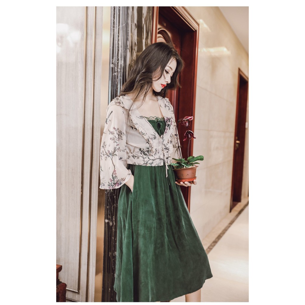 G9951 - Áo choàng nữ chiffon họa tiết