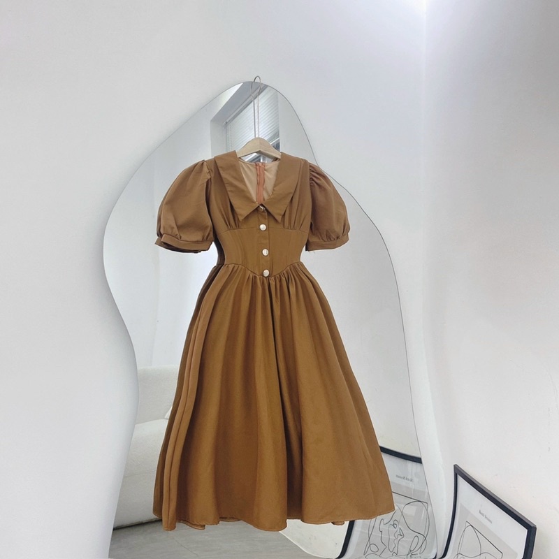 ĐẦM MIDI NÚT CỔ PETER 3M