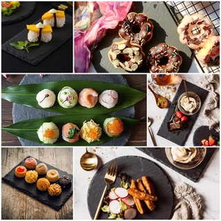 (DÀY DẶN_TỰ NHIÊN_GIỮ NHIỆT) PHIẾN ĐÁ ĐEN nguyên tấm đựng bánh, sushi, đồ nướng decor nhà hàng