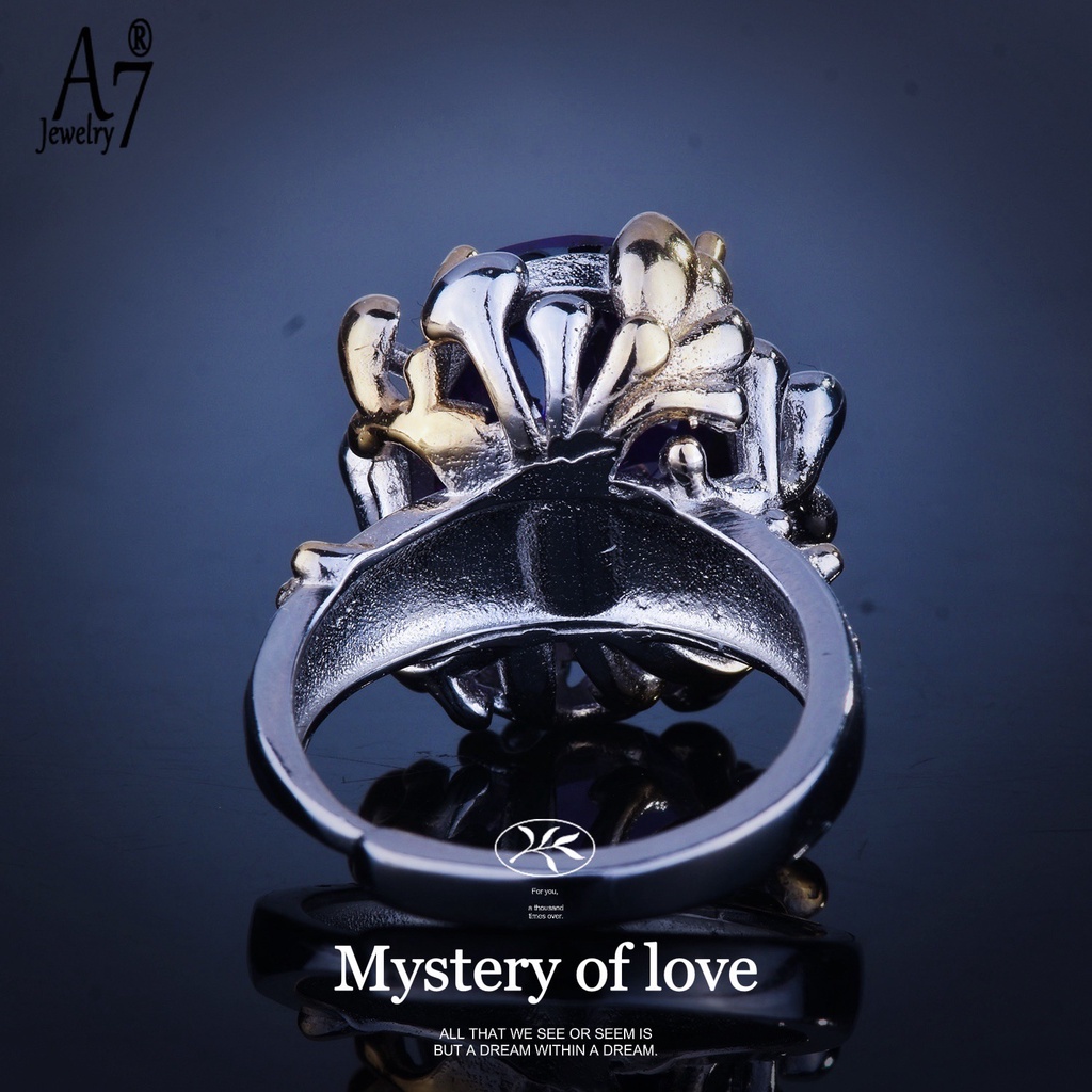 Nhẫn Hai Màu Đính Kim Cương Tím Phong Cách Vintage Dành Cho Nữ X4Y16