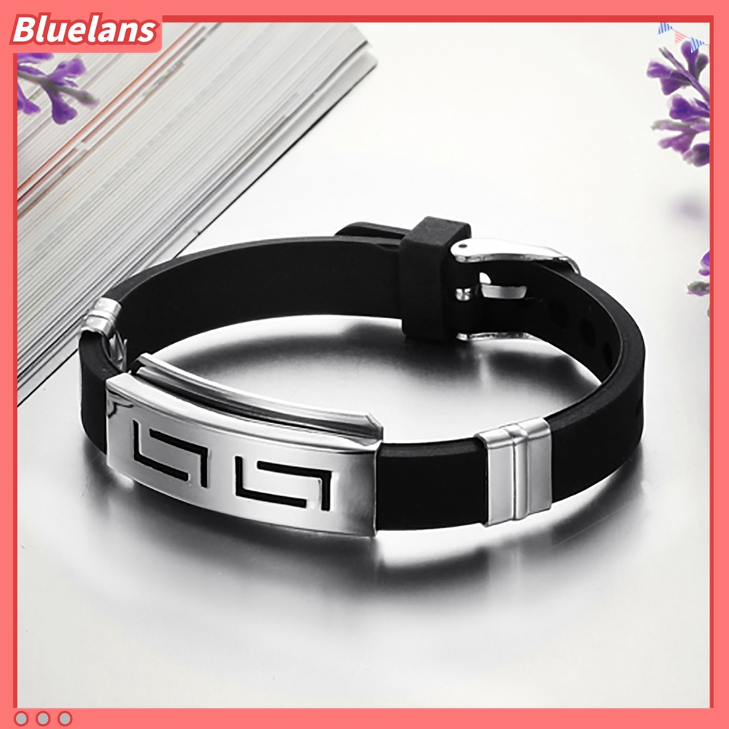 Vòng Tay Cao Su Phối Thép Không Gỉ Thời Trang Cho Nam