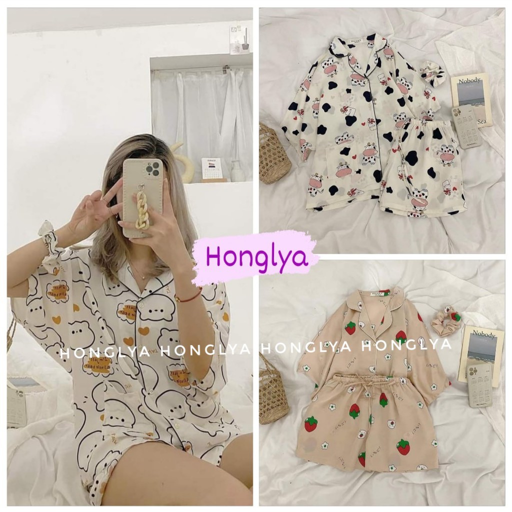 [Tặng scrunchies] Bộ ngủ lụa Mango cánh dơi cực hot hit, bộ pijama lụa mango cánh dơi