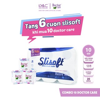 Băng vệ sinh thảo dược Doctor Care hàng ngày 16 cm Combo 10 gói Tặng bịch giấy vệ sinh Slisoft 6 cuộn