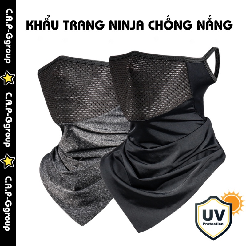 Khẩu trang Ninja chống nắng Nam Nữ che cổ chống nắng chống tia UV có quai đeo tai có lưới thở - CAP0III6