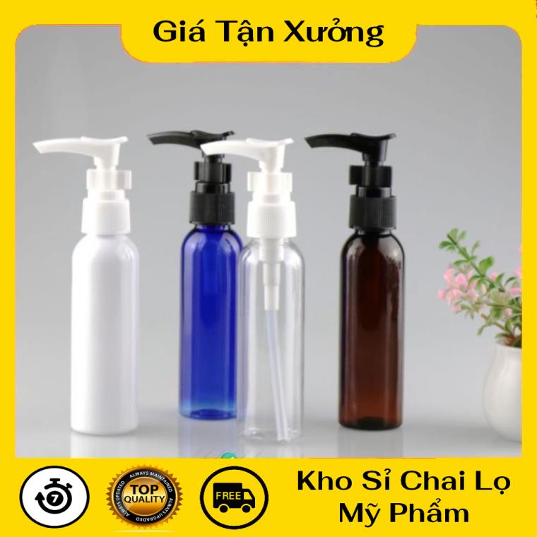 Chai Chiết Mĩ Phẩm ❤ TRÙM SỈ ❤ Chai nhựa pet vòi nhấn sữa tắm 50ml,100ml chiết mỹ phẩm , phụ kiện du lịch