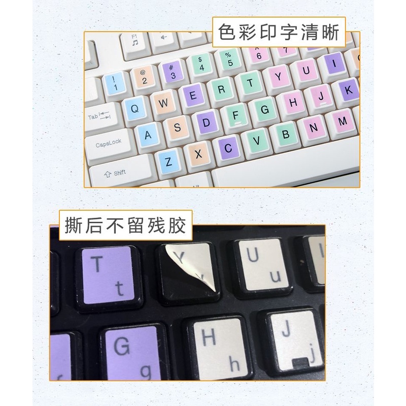 Miếng Dán Trang Trí Bàn Phím Máy Tính / Notebook Họa Tiết Chữ Tiếng Anh Hoạt Hình Dễ Thương
