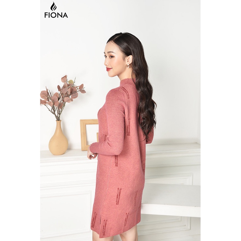 Đầm len dáng suông FIONA, váy đầm len dài tay, cổ cao, dệt họa tiết D859078 | BigBuy360 - bigbuy360.vn