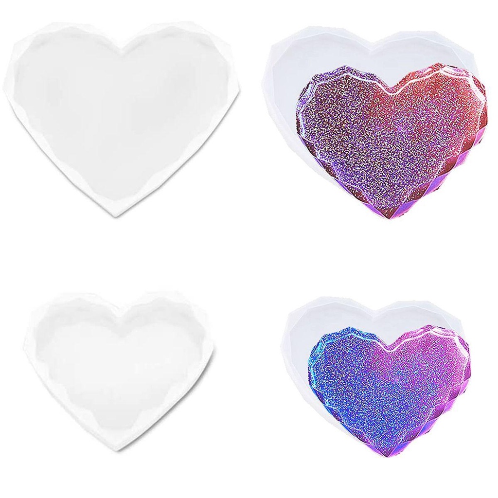 Khuôn Silicone Làm Đế Lót Ly Bằng Resin Hình Trái Tim DIY