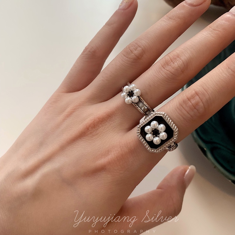 Nhẫn Hở Hình Hoa Đính Ngọc Trai Nhân Tạo Thời Trang