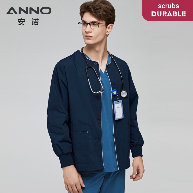 Tay áo dài Tẩy tế bào chết y tế Trang phục áo khoác Y tá ngoài áo khoác Bệnh viện Nhân viên điều dưỡng Đồng phục Quần áo phẫu thuật mùa thu mùa đông