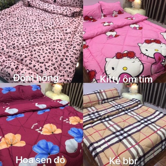 (Bộ 5 món) Cotton poly chăn phao. Inbox cho shop để chọn mẫu nhé