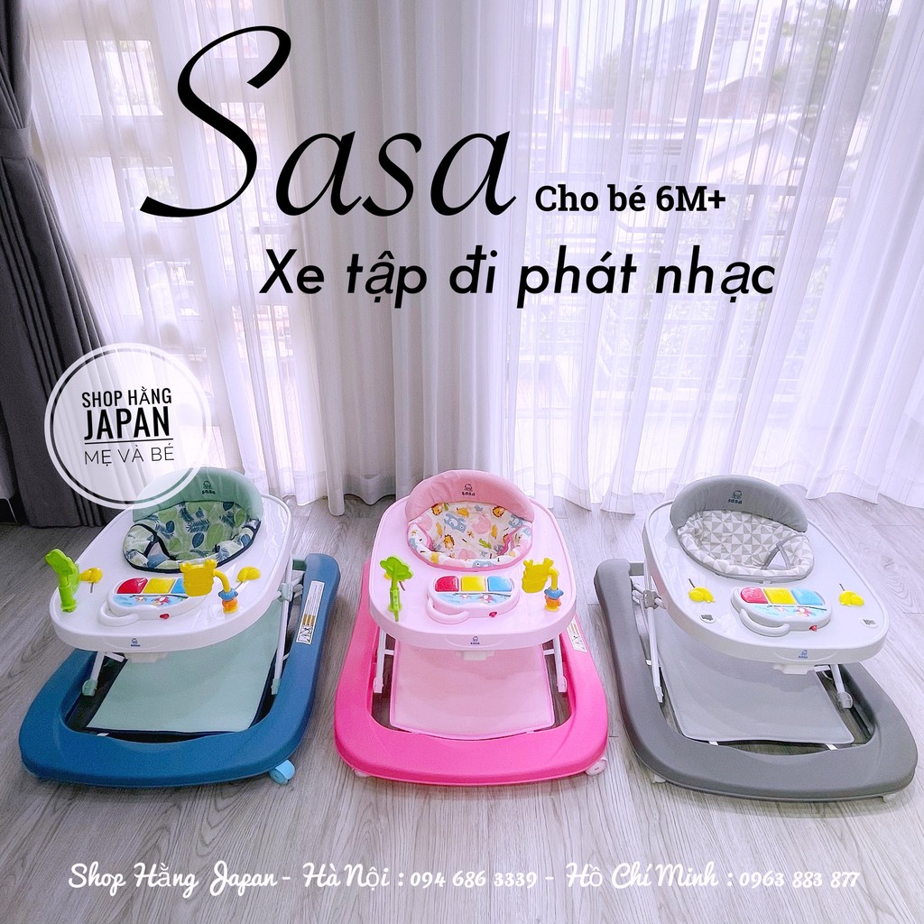 [ CHÍNH HÃNG] Xe Tập Đi Vòng SaSa Cho Bé 6-18 Tháng Có Nhạc Xanh - Hồng - Xám