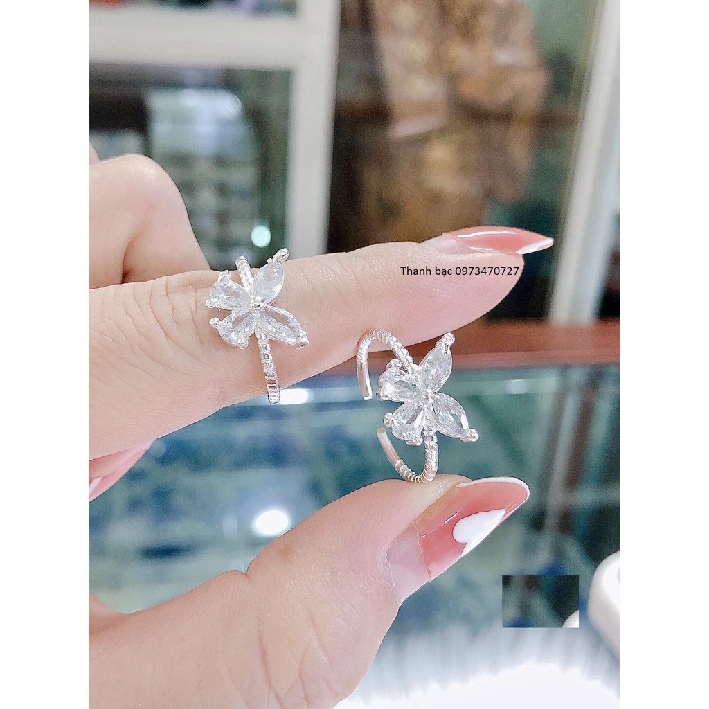 Nhẫn bạc, nhẫn bạc nữ, gắn đá sáng lấp lánh, kiểu dáng sang trọng