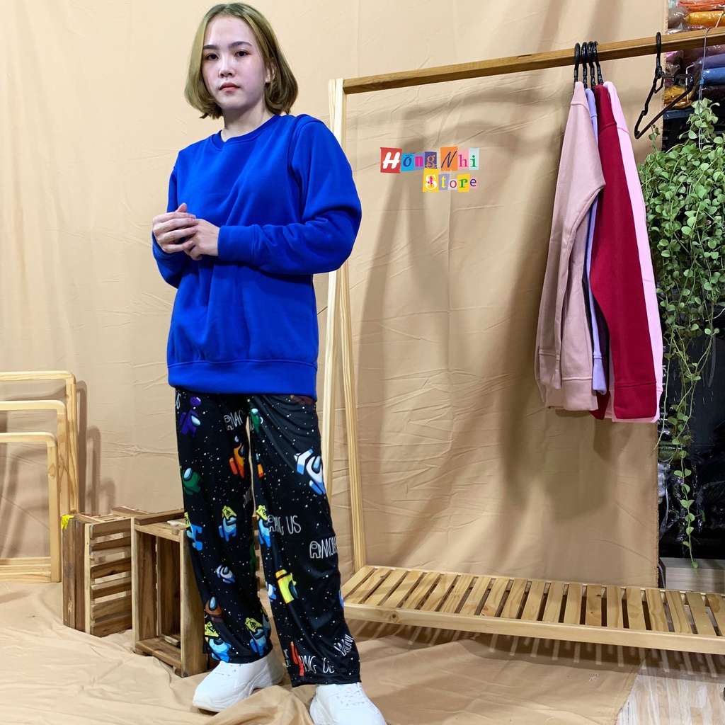 Áo Sweater Trơn Ulzzang Unisex Màu Xanh Dương Coban Chất Nỉ Bông Cao Cấp Dáng Rộng Nam Nữ - MM