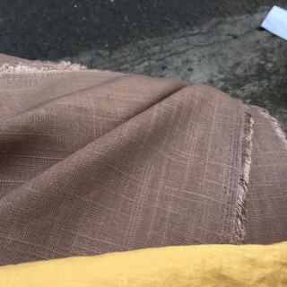 Vải Linen tưng mình gân dầy vừa màu milo.