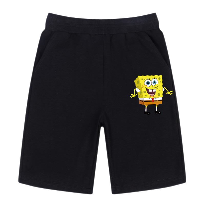 Boy SpongeBob Quần short bãi biển với túi trẻ em mùa hè cotton thể thao quần short chạy bộ