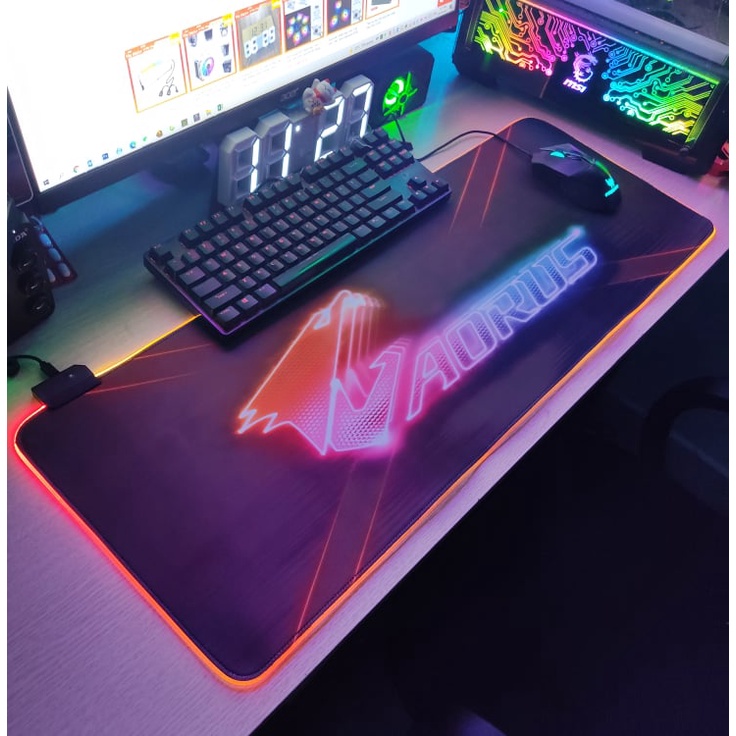 Mouse Pad, bàn di chuột, lót di chuột tích hợp Led RGB Aorus sáng viền, kích thước 80cm x 30cm dày 4mm