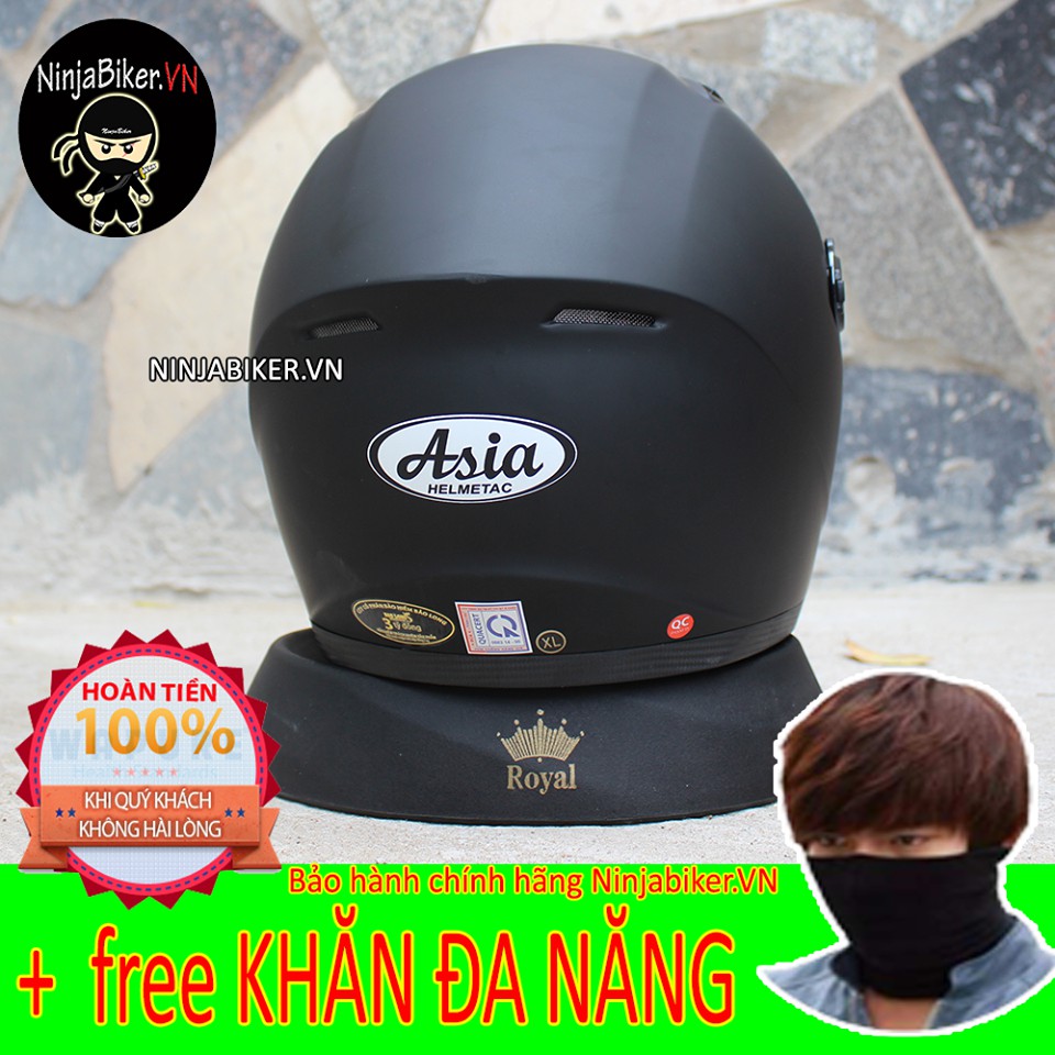 Nón bảo hiểm fullface Asia MT-136 tem Trơn TẶNG khăn đa năng (hàng chính hãng)