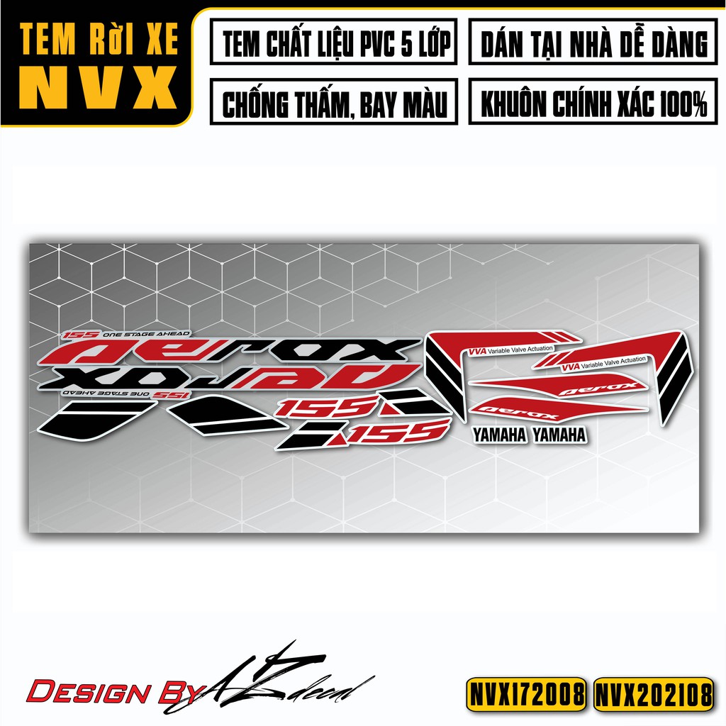 Tem Aerox Dán Xe NVX 125-155 Chọn Màu | NVX08 | Tem Rời Chất Liệu Decal Chống Nước, Bền Màu Cho NVX V1 Và V2