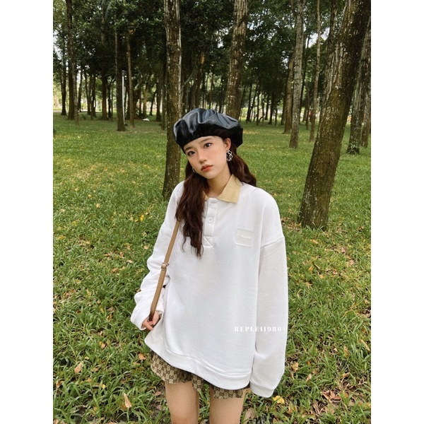 [Mã FATHANG5 giảm 10K đơn 50K] [hình thật độc quyền] Áo polo dài tay ulzzang oversize 'squaretag'
