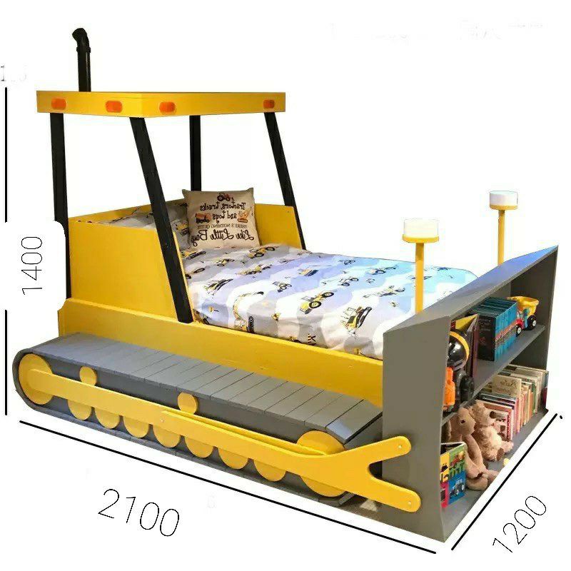Giường gỗ xe tăng kết hợp kệ sách cho bé. | BigBuy360 - bigbuy360.vn