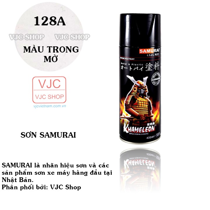 Chai sơn xịt sơn xe máy cao cấp SAMURAI màu trong mờ mã 128A dung tích 400 ml