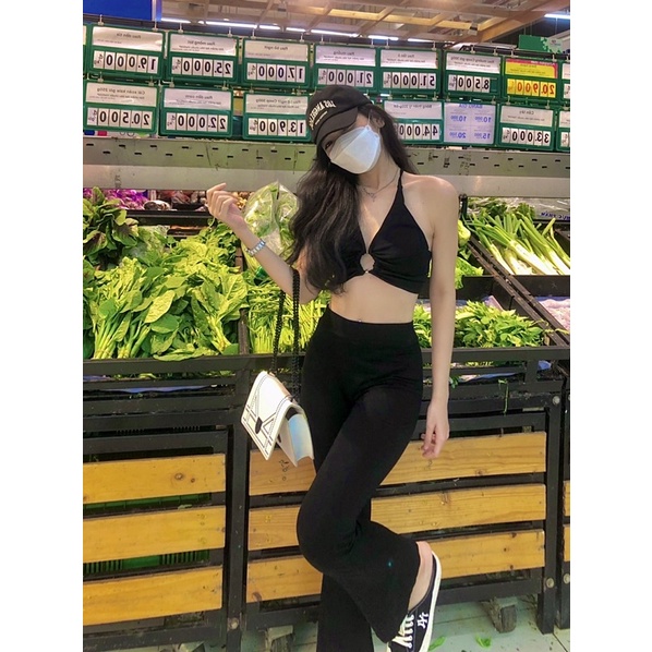 FULL SET ( quần legging ống loe + áo yếm )