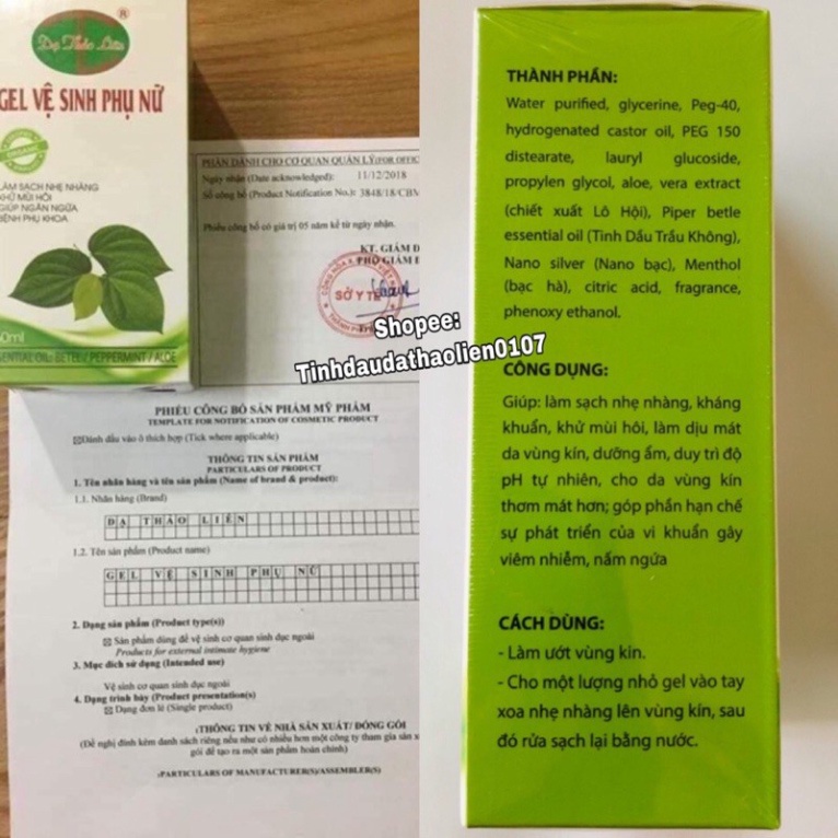 SP chính hãng Dung dịch vệ sinh phụ nữ, gel vệ sinh phụ nữ Dạ Thảo Liên Phát hiện hàng nhái đền gấp đôi tiền.