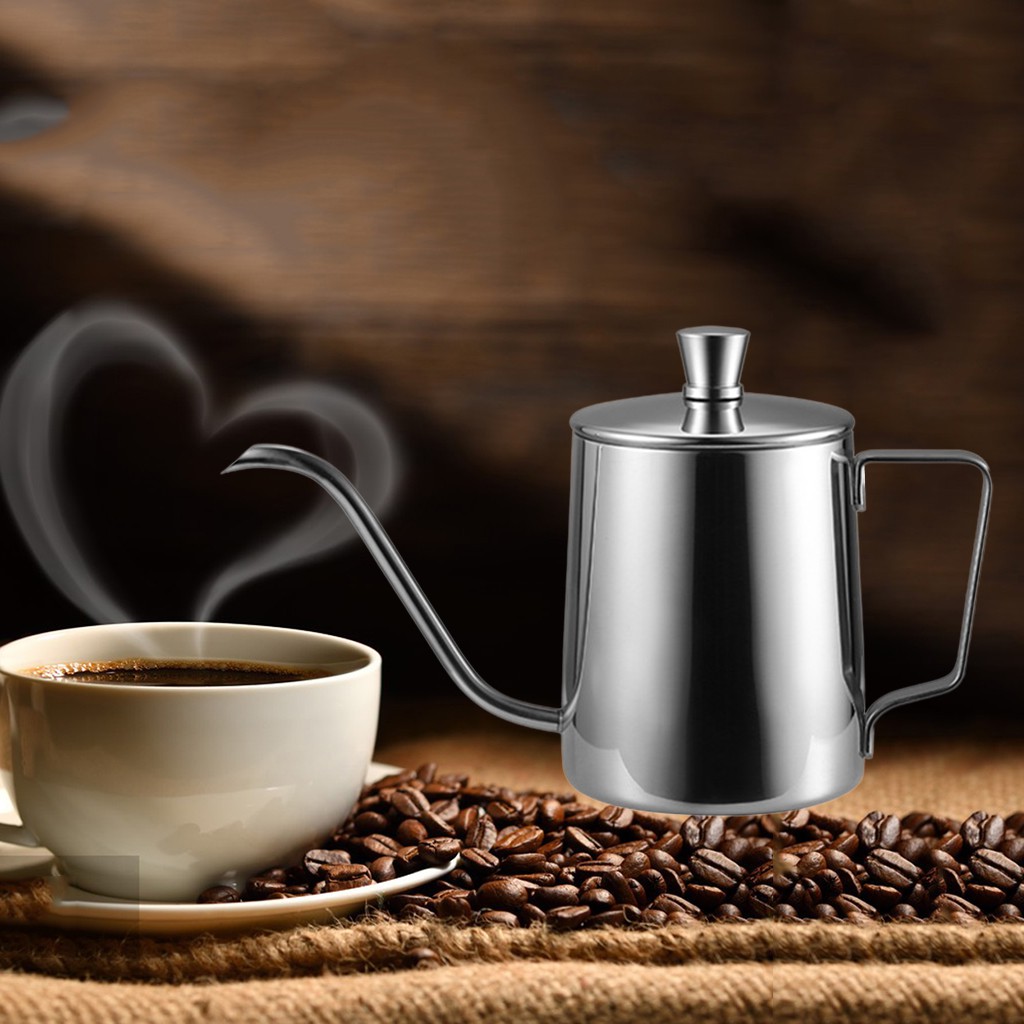Ấm Đun Nước Cổ Ngỗng Bằng Thép Không Gỉ Màu Bạc Cỡ Nhỏ 2 Cái