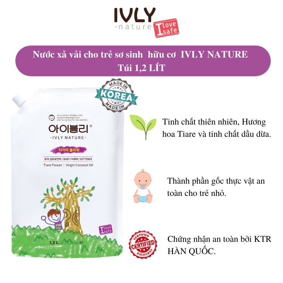 Nước xả vải đồ trẻ sơ sinh tinh chất thiên nhiên IVLY Natural