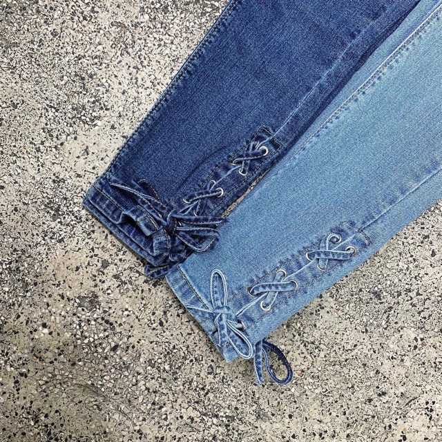 Quần skinny 9 tấc line đan dây thắt nơ