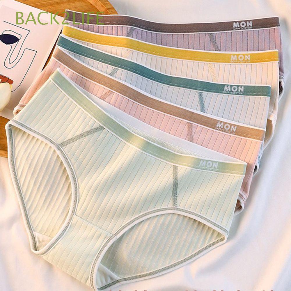 Set 2 Quần Lót Thể Thao Không Đường May Lưng Giữa In Chữ Đơn Giản Cho Nữ